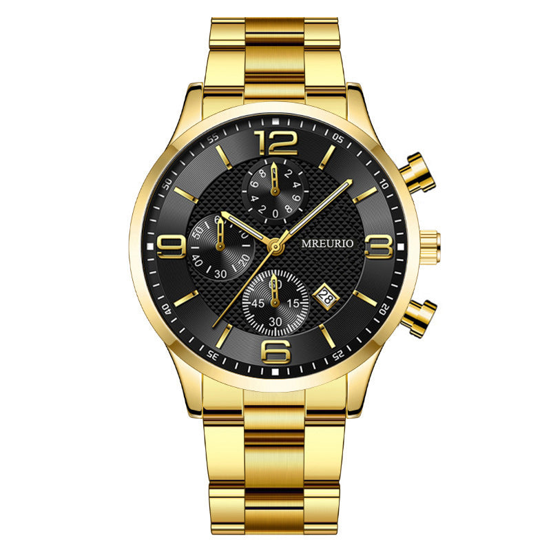 Fashion Numbers Three-eye Calendar Men's Watch